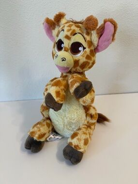 Disney Parks Baby Giraffe Stuffed Animal - Brown & Pink Cuddly Toy 11 inches